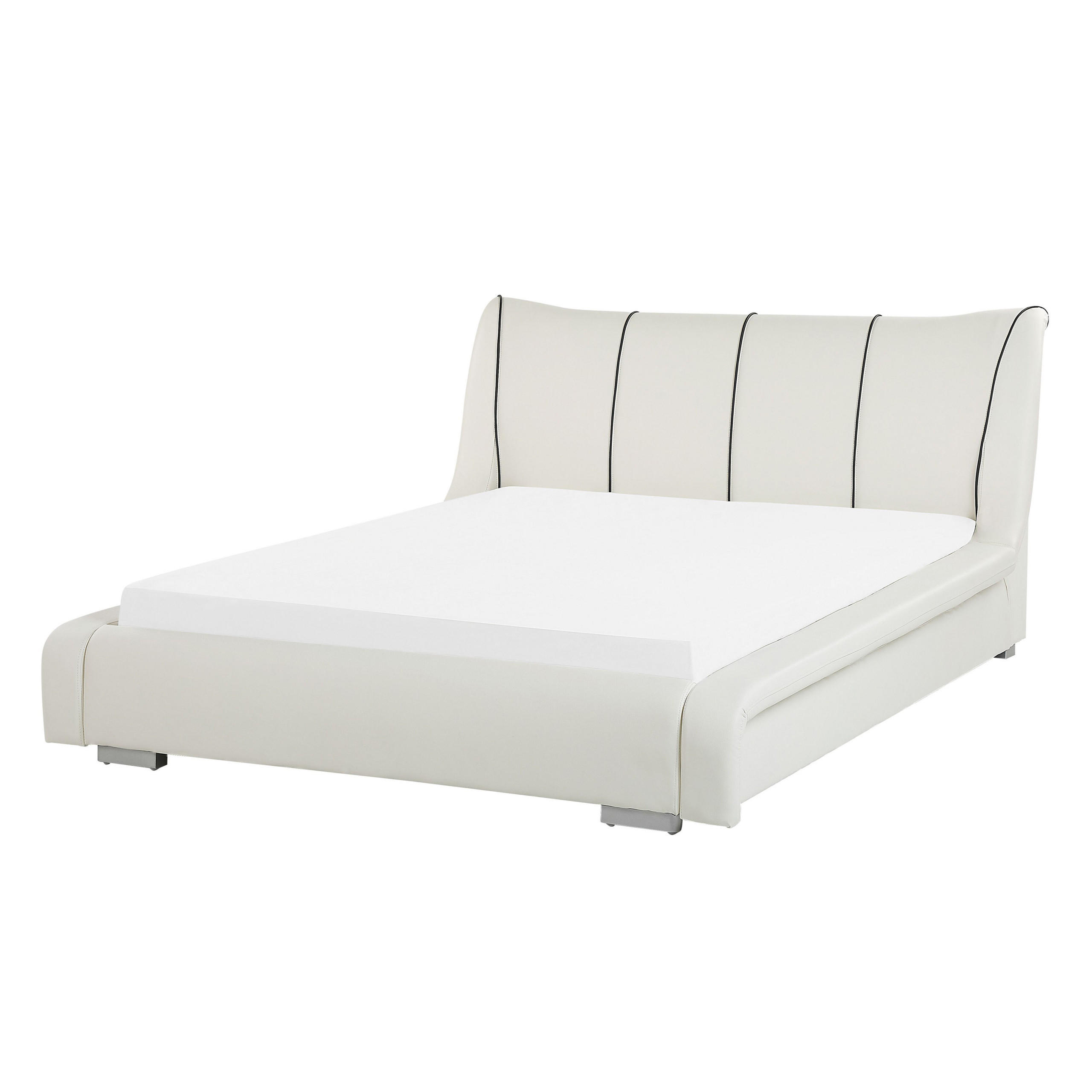 LEDERBETT 140/200cm Cremeweiß Nantes - Creme, Leder (140/200cm) - Beliani
