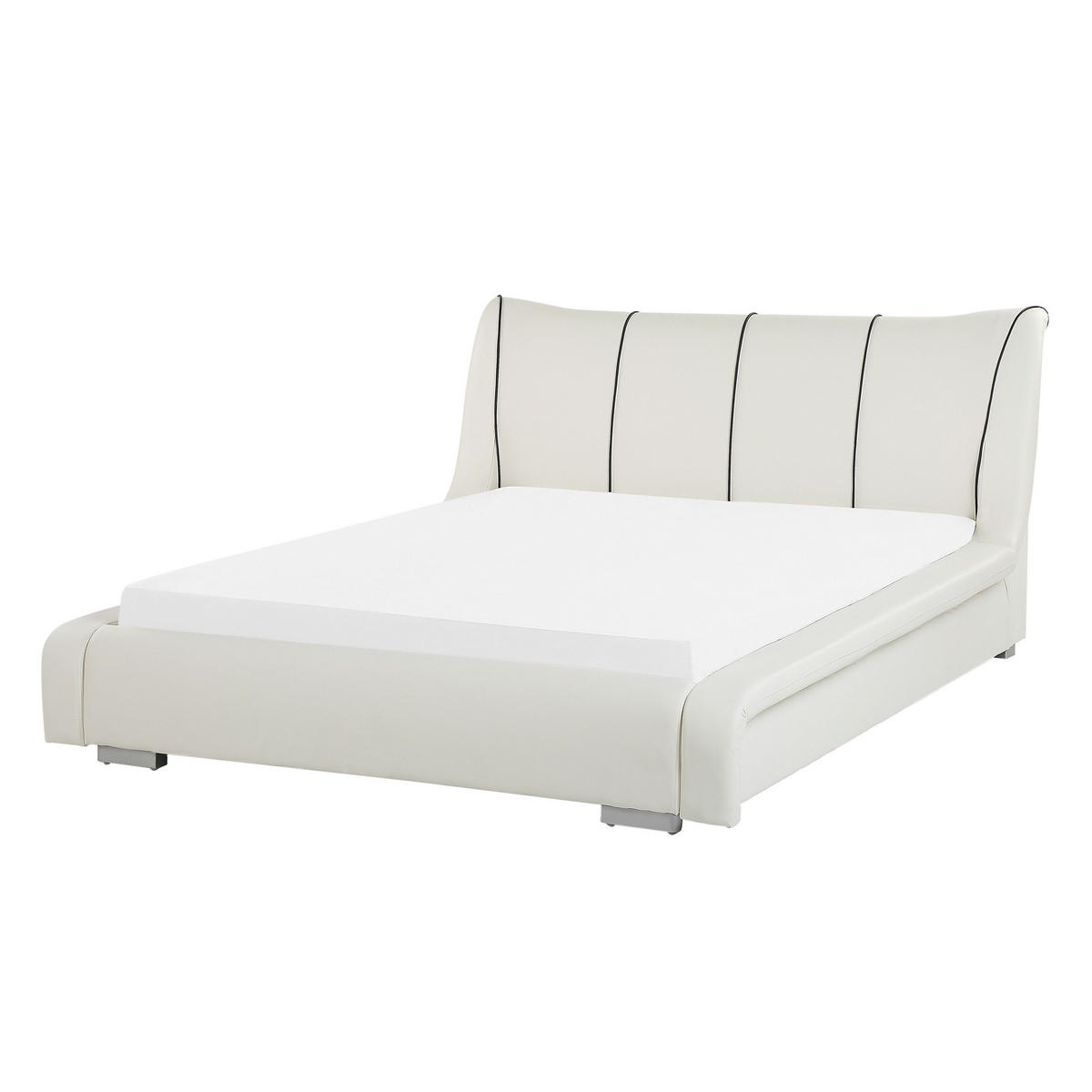LEDERBETT 140/200cm Cremeweiß Nantes - Creme, Leder (140/200cm) - Beliani
