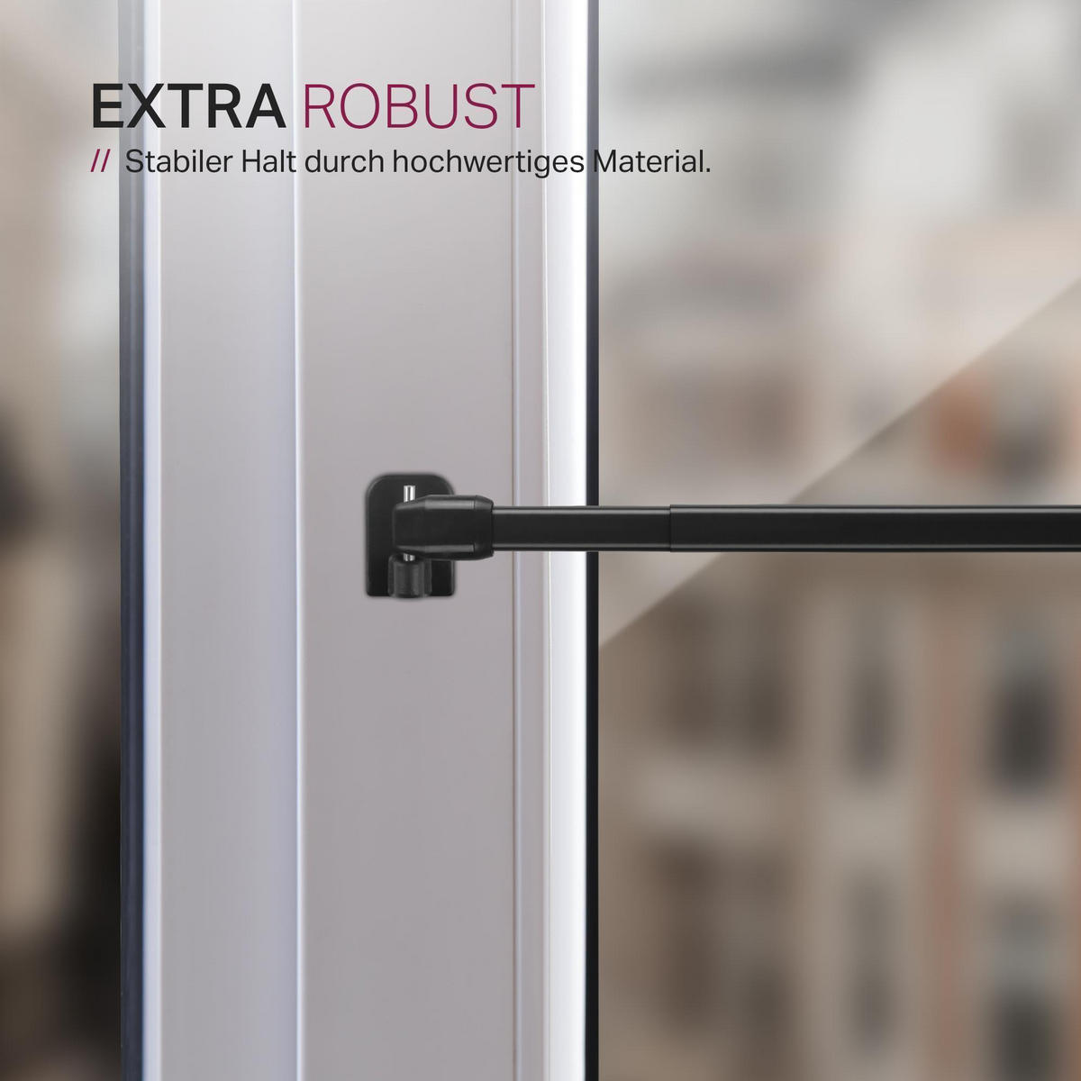 GARDINENSTANGE 2er-Pack Schwarz 80-120 cm + 4 Selbstklebehaken - Schwarz, Metall (1/80cm)