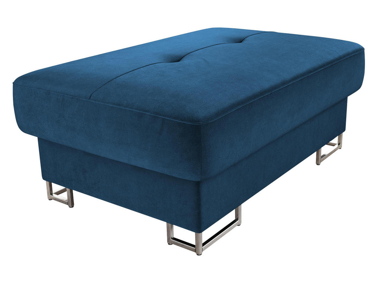 POLSTERHOCKER Cotere - Blau/Silberfarben, Holz/Metall (104/42/67cm) - MIRJAN24