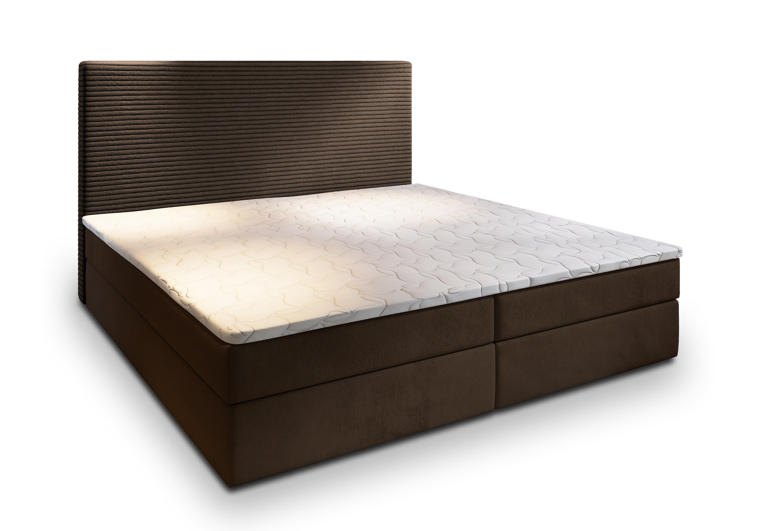 BOXBETT GIARRO 140x200 cm mit Matratze und Topper - Braun - Braun, Holz (140/200cm) - MASSENO