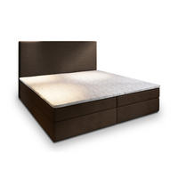 BOXBETT GIARRO 160x200 cm mit Matratze und Topper - Braun - Braun, Holz (160/200cm) - MASSENO