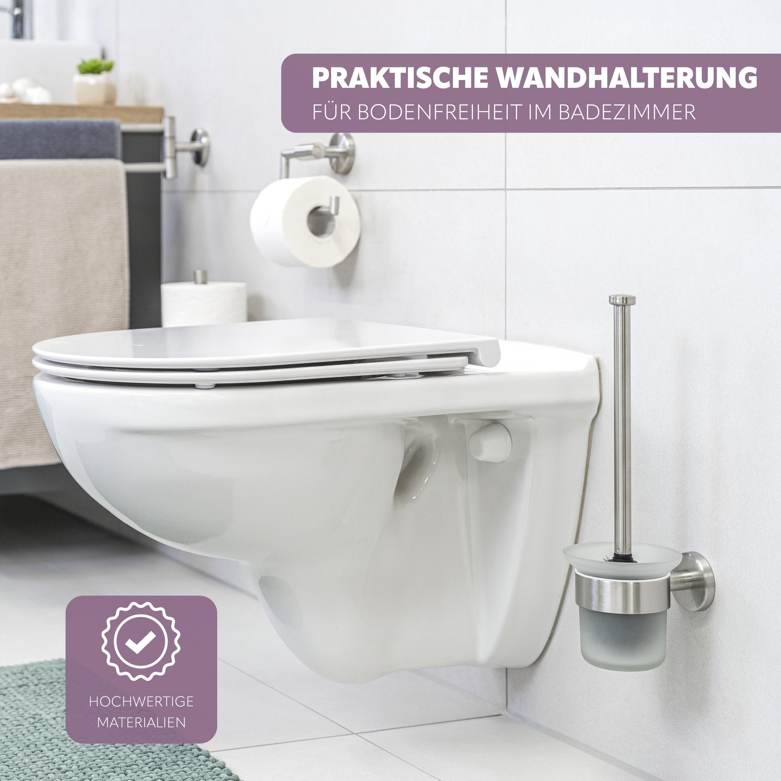 Thumbnail - bremermann Badezimmer-Zubehör-Set, Silber, Metall, 14.5x35x11.5 cm, Badaccessoires