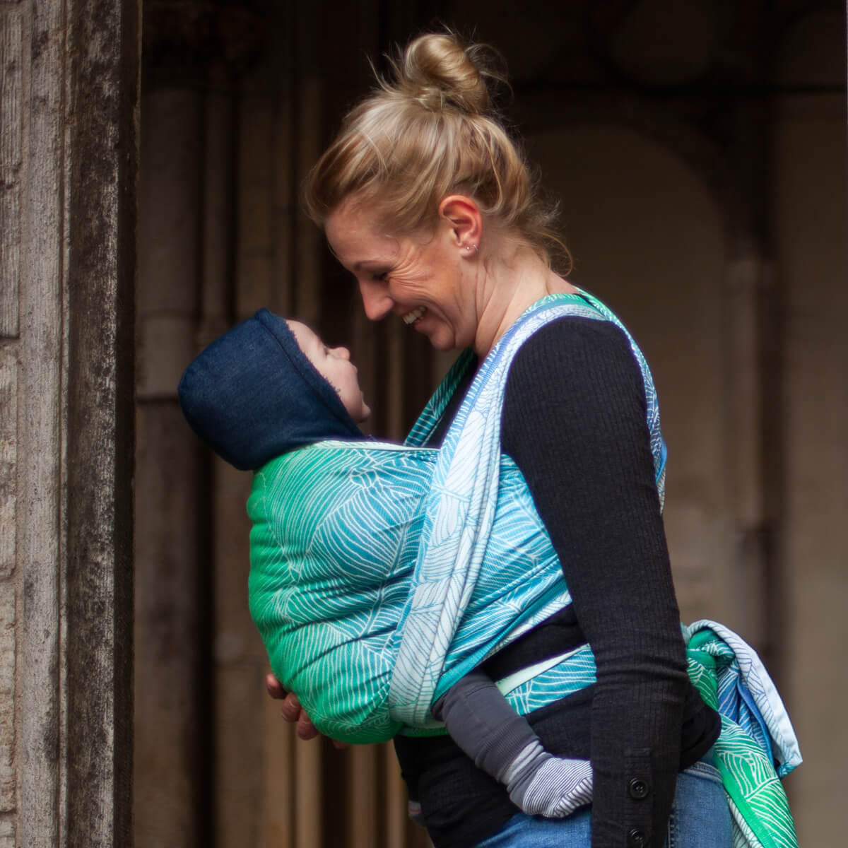 BABYTRAGETUCH Gewebtes Tragetuch kbA - Türkis/Blau, Textil (70/0.1/540cm) - Hoppediz