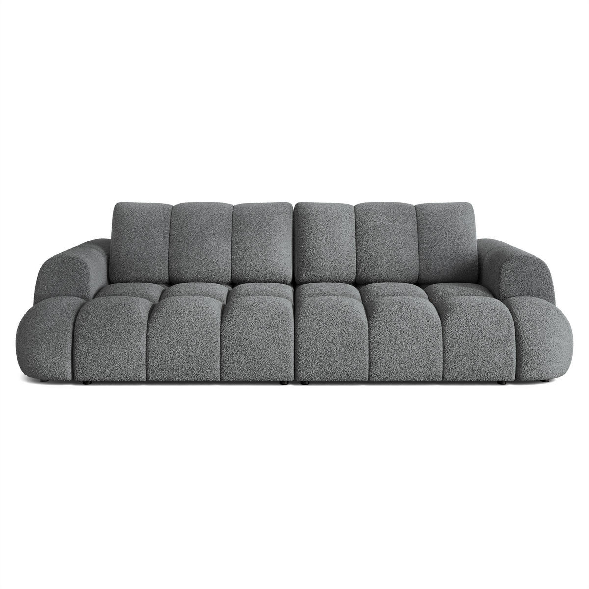 BETTSOFA DAFNE Grau Bucle-Stoff mit Schlaffunktion - Grau, Textil (300/88/113cm) - MASSENO