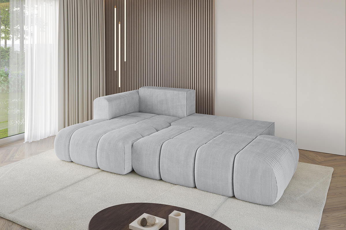 ECKSOFA Ottomane Links CLOUD-L 289x180x40 Grau Cord - Grau, Holzwerkstoff/Kunststoff (180/289cm) - ALTDECOR