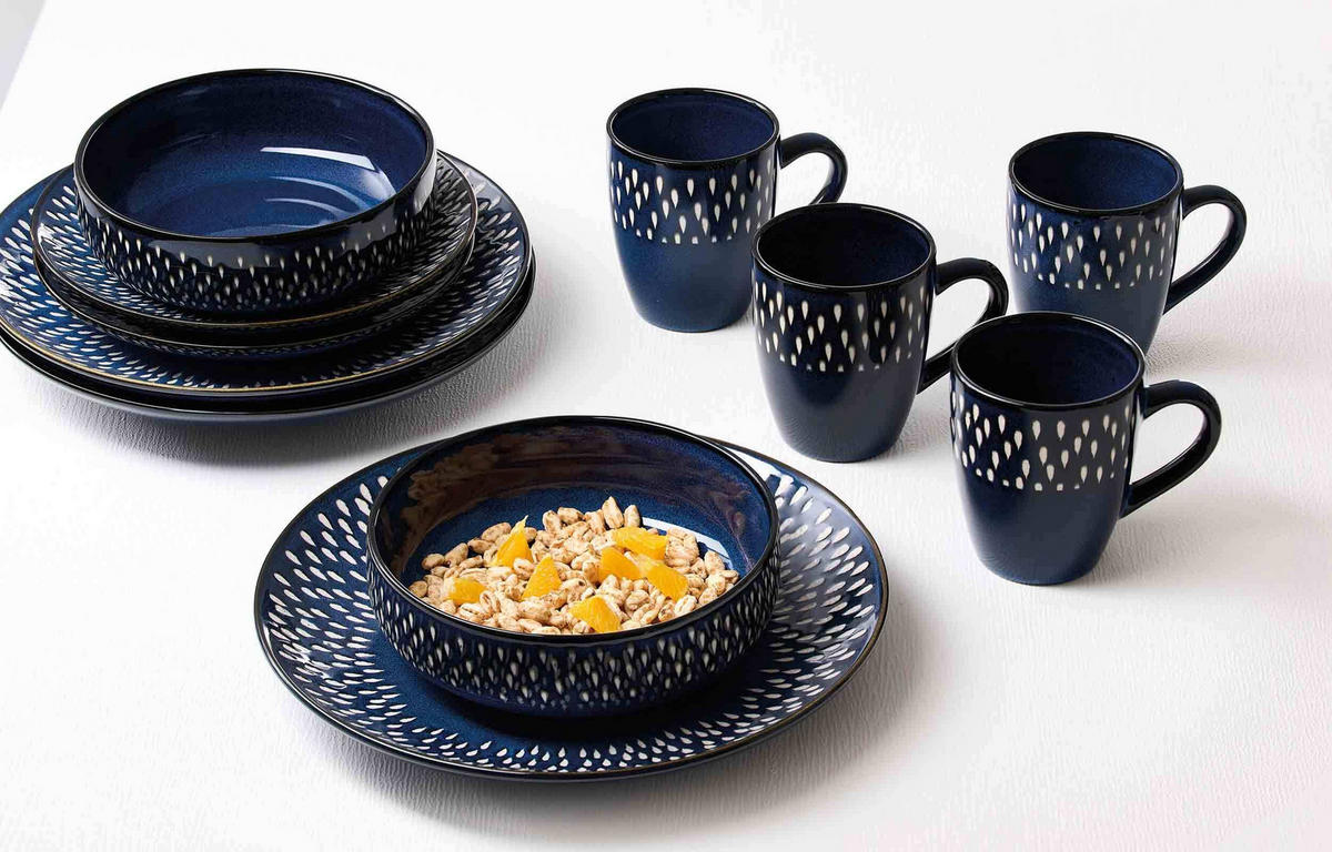 KOMBISERVICE Laguna blau 16er Set - Blau, Keramik (30.8/30/33.6cm) - Ritzenhoff Breker
