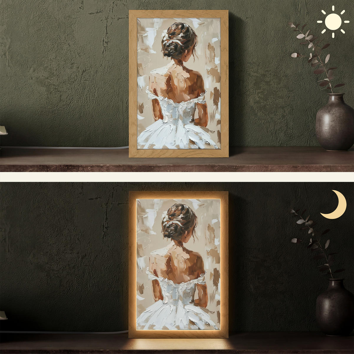 TISCHLEUCHTE Frau - Farbe - Abstrakt - Beige - Modern 20x30 cm - Brombeere, Holzwerkstoff (8/20/30cm) - OnlyWow