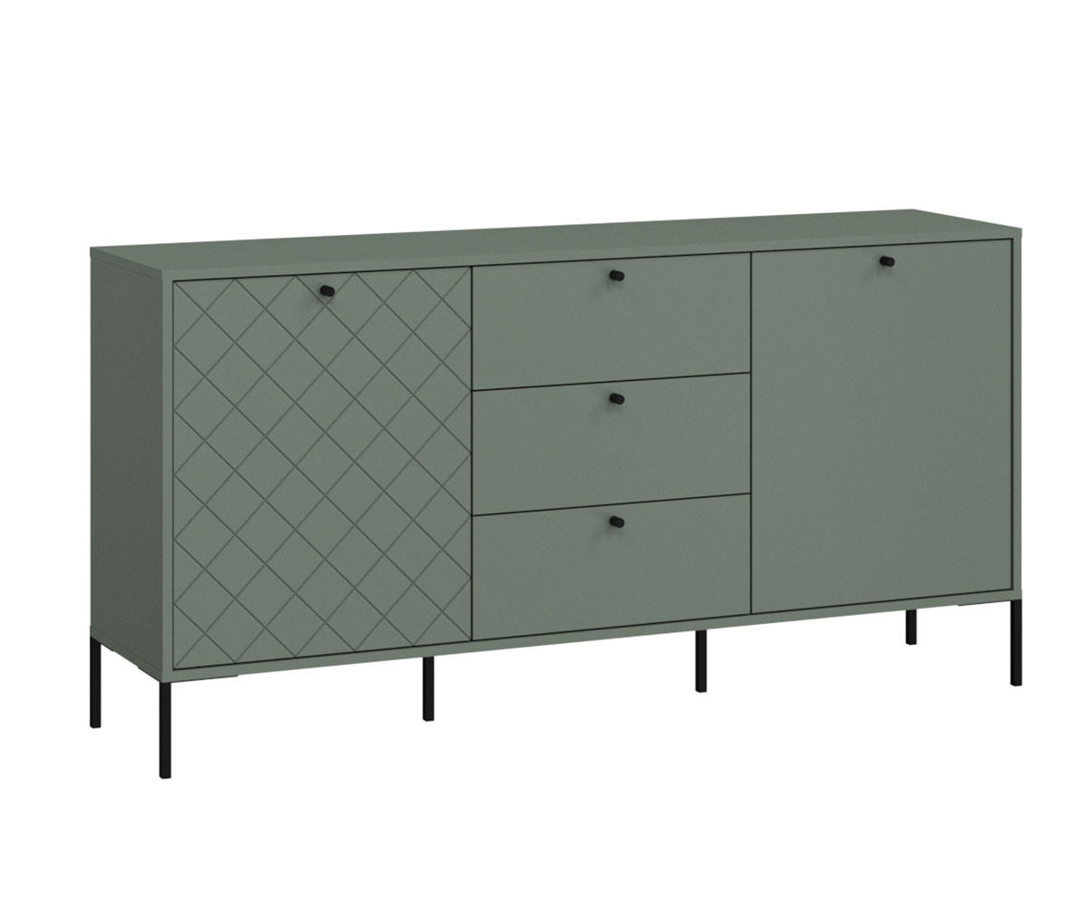 SIDEBOARD Vitoria grün / schwarz 155 / 38 / 79cm - Schwarz/Grün, Holz/Holzwerkstoff (155/79/38cm) - Feldmann-Wohnen
