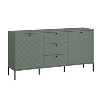 SIDEBOARD Vitoria grün / schwarz 155 / 38 / 79cm - Schwarz/Grün, Holz/Holzwerkstoff (155/79/38cm) - Feldmann-Wohnen