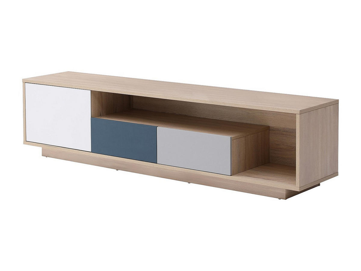 TV-MÖBEL mit 1 Tür, 2 Schubladen & 1 Ablagefach - Mehrfarbig - FILUTIA - Naturfarben, Holz (180/45/39.8cm) - Vente-Unique