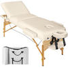 MASSAGELIEGE 3 Zonen Somwang,218 x 102 x 90 cm,beige - Beige, Holz (102/90/218cm) - tectake