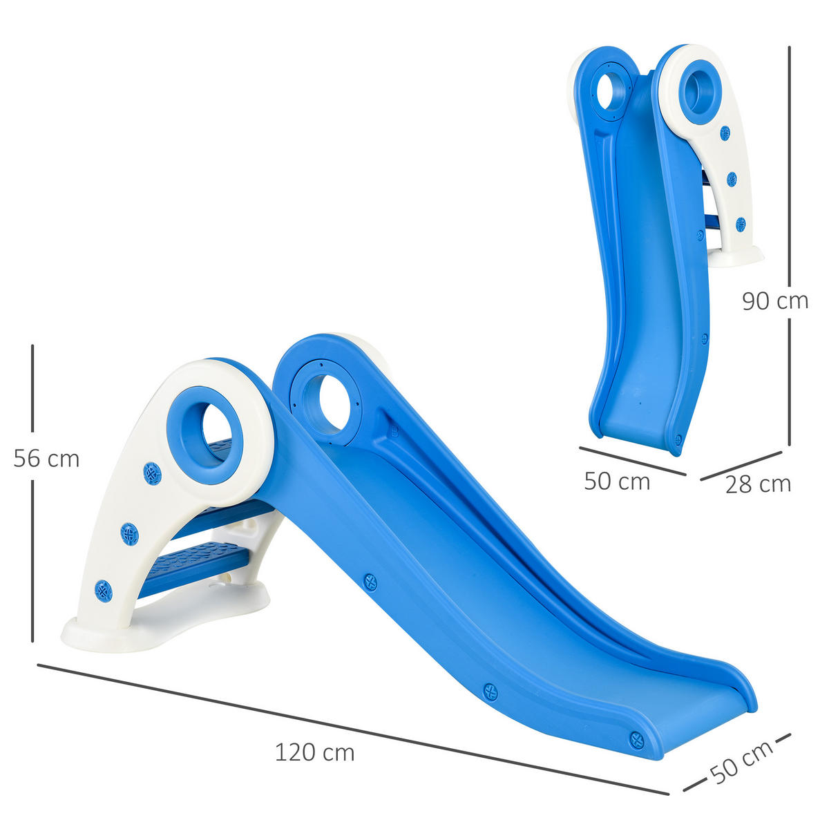KINDERRUTSCHE DE-17951 klappbar für Kleinkinder, HDPE Blau - Blau, Kunststoff (50/56/120cm) - ComfortXL