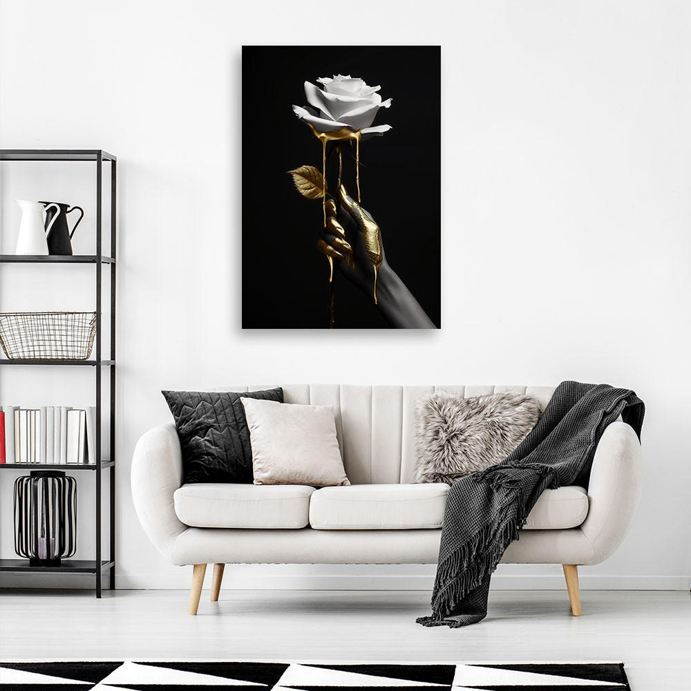 LEINWANDBILD Rose in Gold 40x60cm - Schwarz, Textil (40/60cm) - Feeby