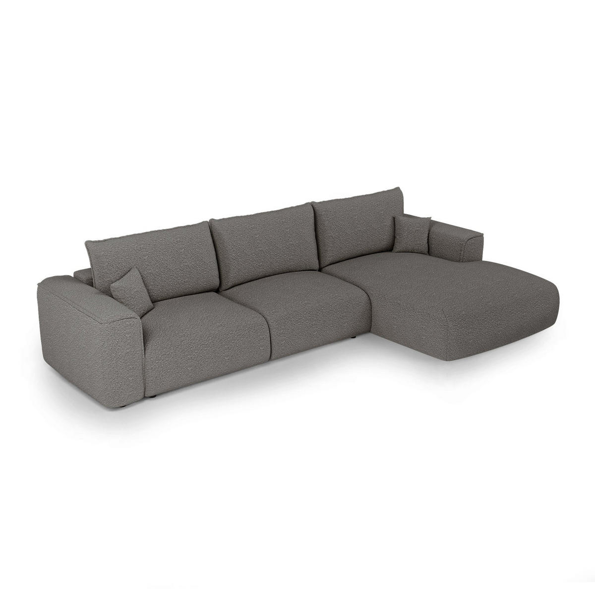 ECKSOFA rechtwinklig COMO Frottee Graphitgrau 300cm - Dunkelgrau/Graphitfarben, Textil (300/165cm) - Premium Interiors