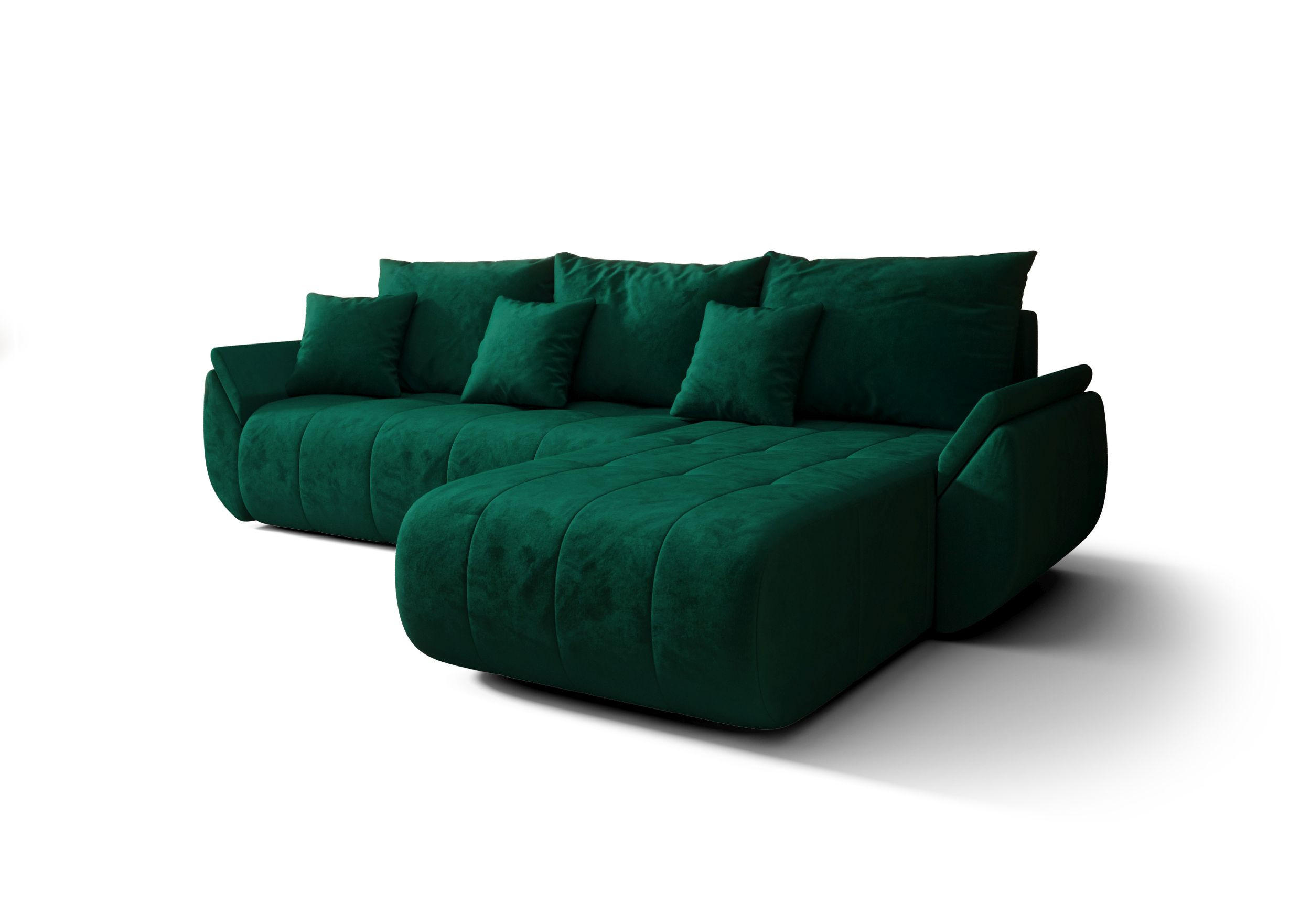 ECKSOFA mit Schlaffunktion TOKYO L Monolith 37 Links - Grün, Textil (280/185cm) - Bedante