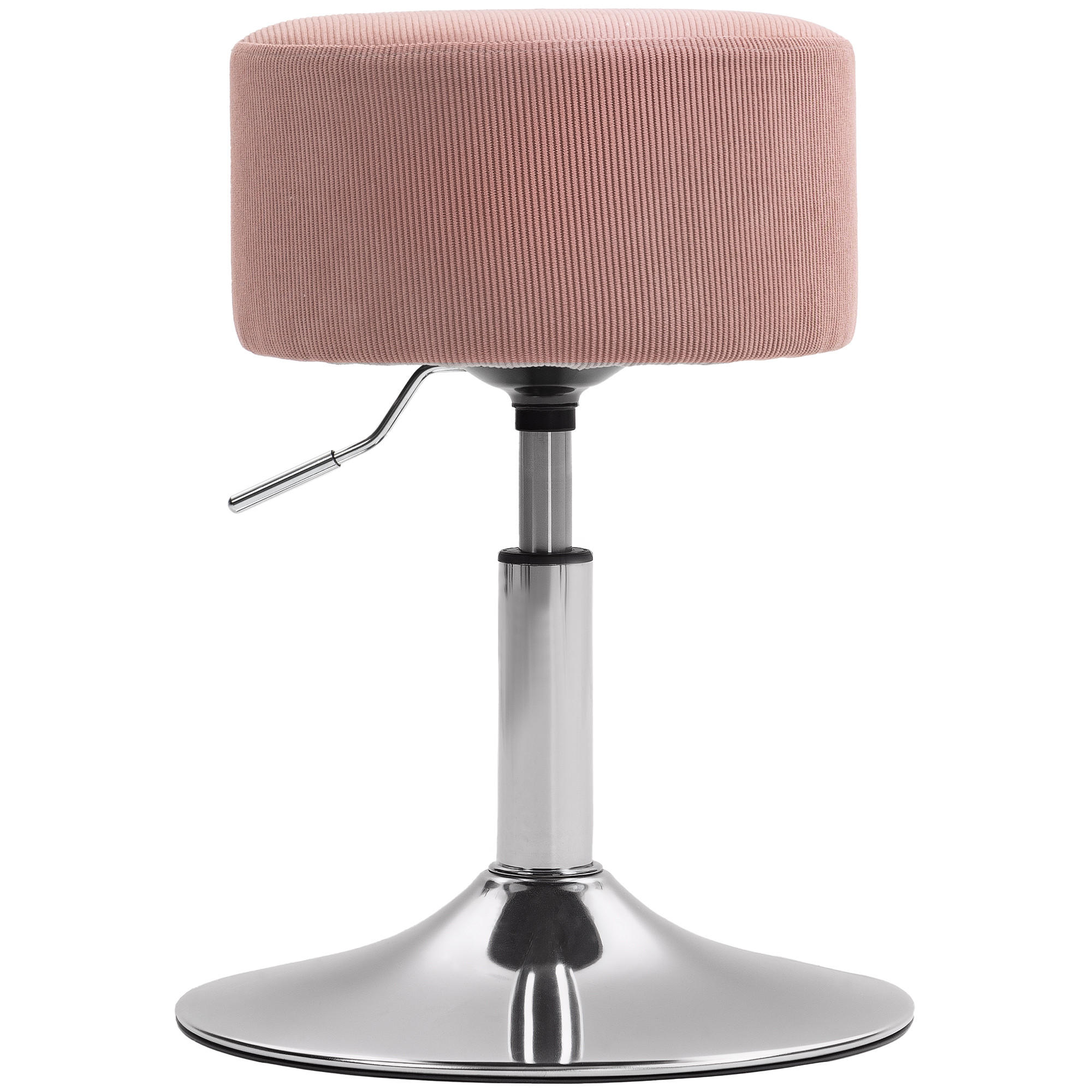 BARHOCKER, Gepolstert Barstuhl mit Metallgestell, Cordoptik, Höhenverstellbar - Rosa, Kunststoff (38/66/38cm) - HOMCOM
