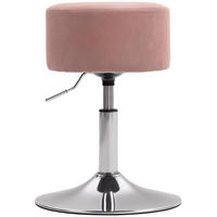 BARHOCKER, Gepolstert Barstuhl mit Metallgestell, Cordoptik, Höhenverstellbar - Rosa, Kunststoff (38/66/38cm) - HOMCOM