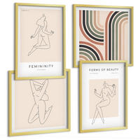 BILDER SET 4er Set - 50x50 cm & 40x60 cm Goldrahmen - Weibliche Silhouetten auf Plakaten - Goldfarben, Kunststoff (50/50cm) - TULUP
