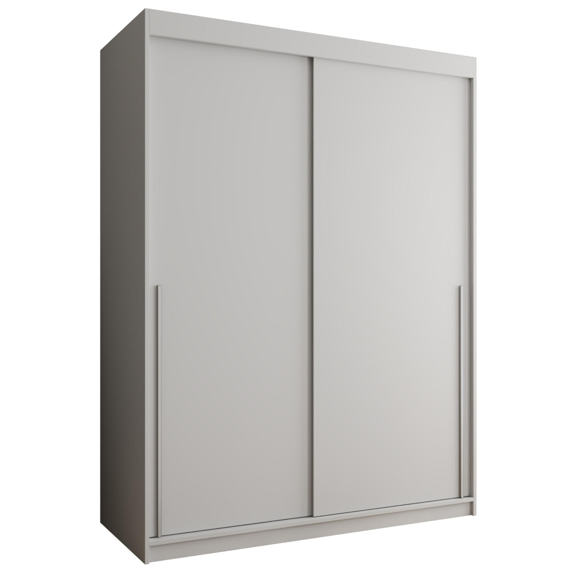 SCHIEBETÜRENSCHRANK 150 cm Breite, Weiß mit silbernem Griff - Silberfarben/Weiß, Holzwerkstoff (150/200/62cm) - Home Collective
