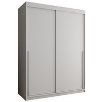 SCHIEBETÜRENSCHRANK 150 cm Breite, Weiß mit silbernem Griff - Silberfarben/Weiß, Holzwerkstoff (150/200/62cm) - Home Collective