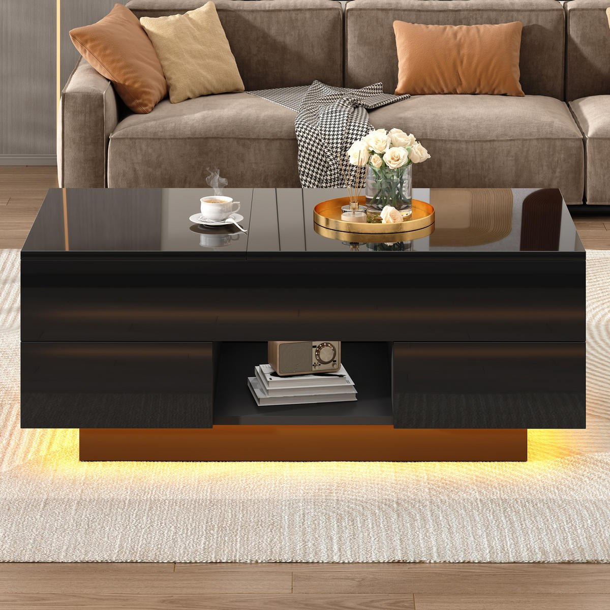 COUCHTISCH Schwarz - Schwarz, Holzwerkstoff (100/45/43cm)