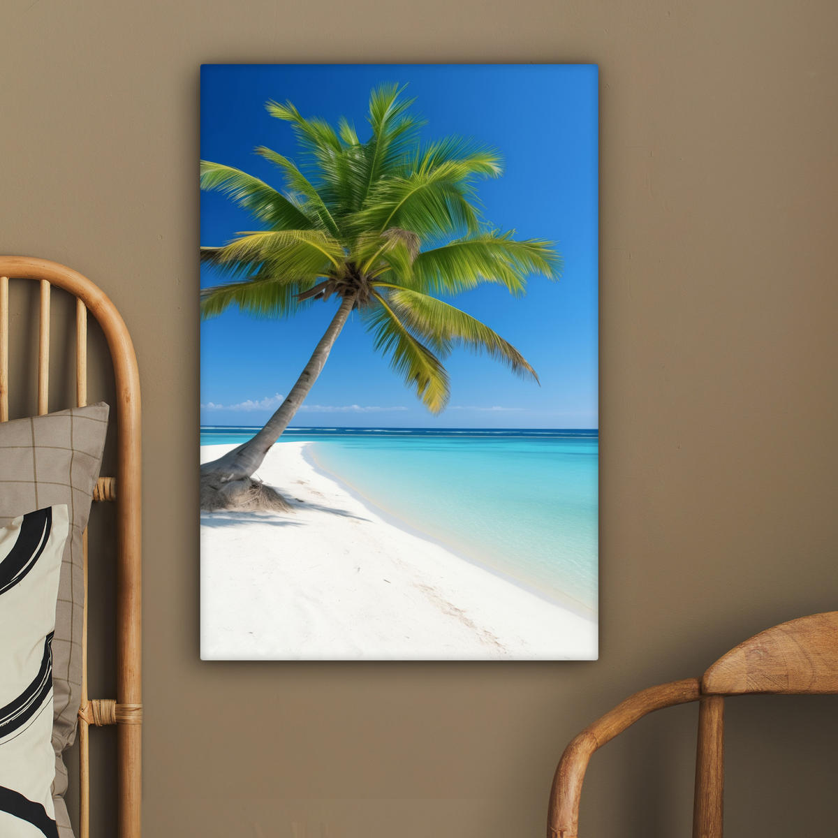 LEINWANDBILD Strand - Palme - Tropisch - Meer 40x60 cm - Grün, Textil (40/60cm) - MuchoWow