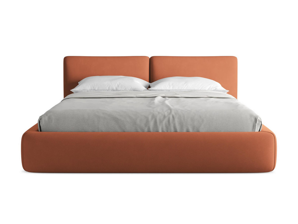 POLSTERBETT mit Bettkasten und Lattenrost 200x228 Orange - Terracotta/Schwarz, Kunststoff/Textil (180/200cm) - Makamii