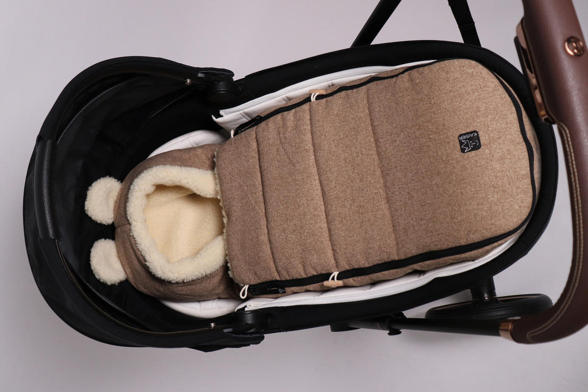 BABYSCHALENFUSSSACK Hoody Maus Wool, wheat - Hellbraun, Naturmaterialien (40/12/84cm) - Kaiserbaby