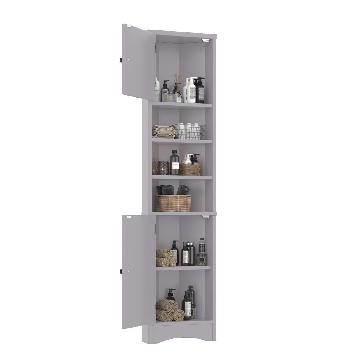 ECKSCHRANK 36.5x24.5x170cm in Grau, mit 2 Türen & verstellbaren Regalen - Grau, Holzwerkstoff (24.5/170/36.5cm) - Modfu