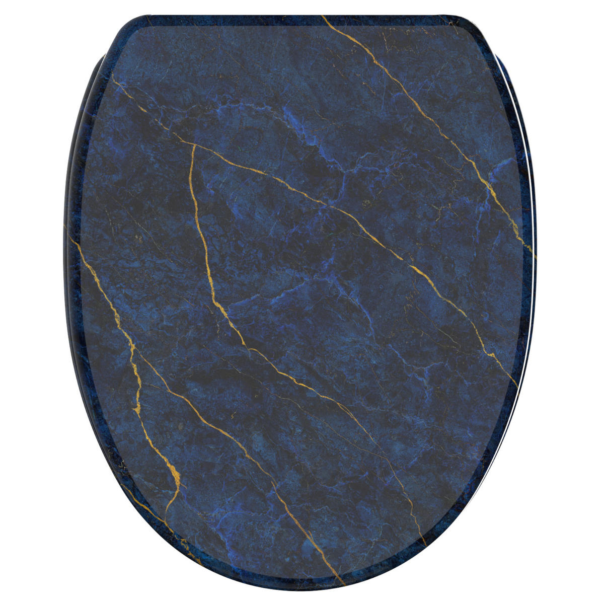 WC-SITZ mit Absenkautomatik & Top Fix Marmor Darkblue - Blau, Holzwerkstoff (37.7/5.5/48cm) - Sanilo