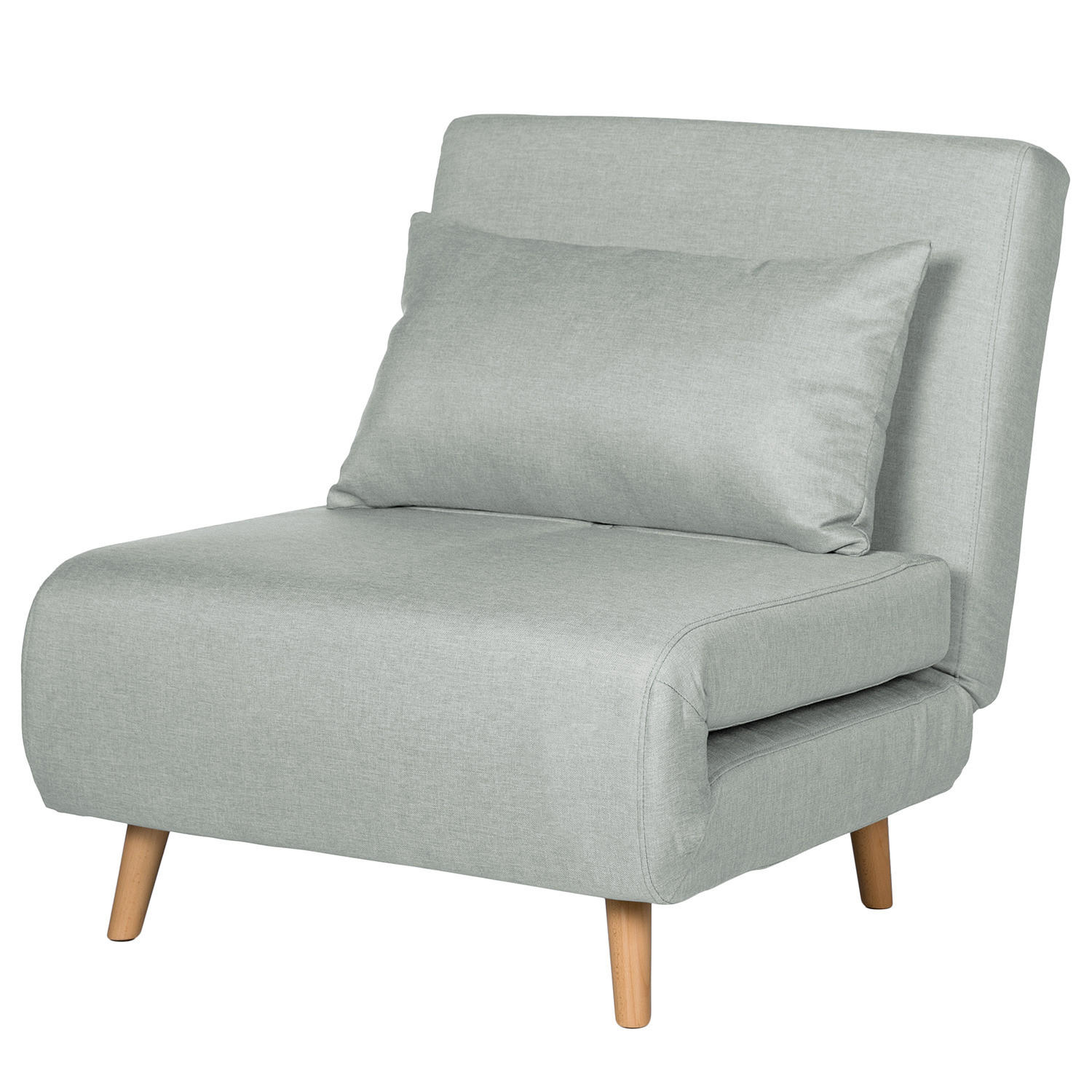 SCHLAFSESSEL - Textil / Teilmassivholz - Buchefarben/Hellgrau, Holz/Buchenholz (77/81/90cm) - home24