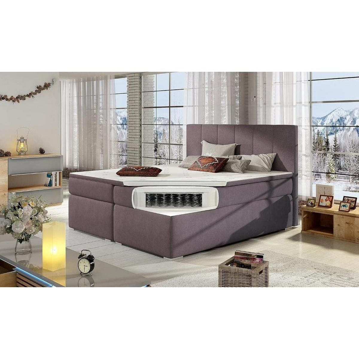BOXBETT BOLERO Bonellfederkern inkl. Topper - Schwarz Hochglanz, Holz/Holzwerkstoff (140/200cm) - Best For Home