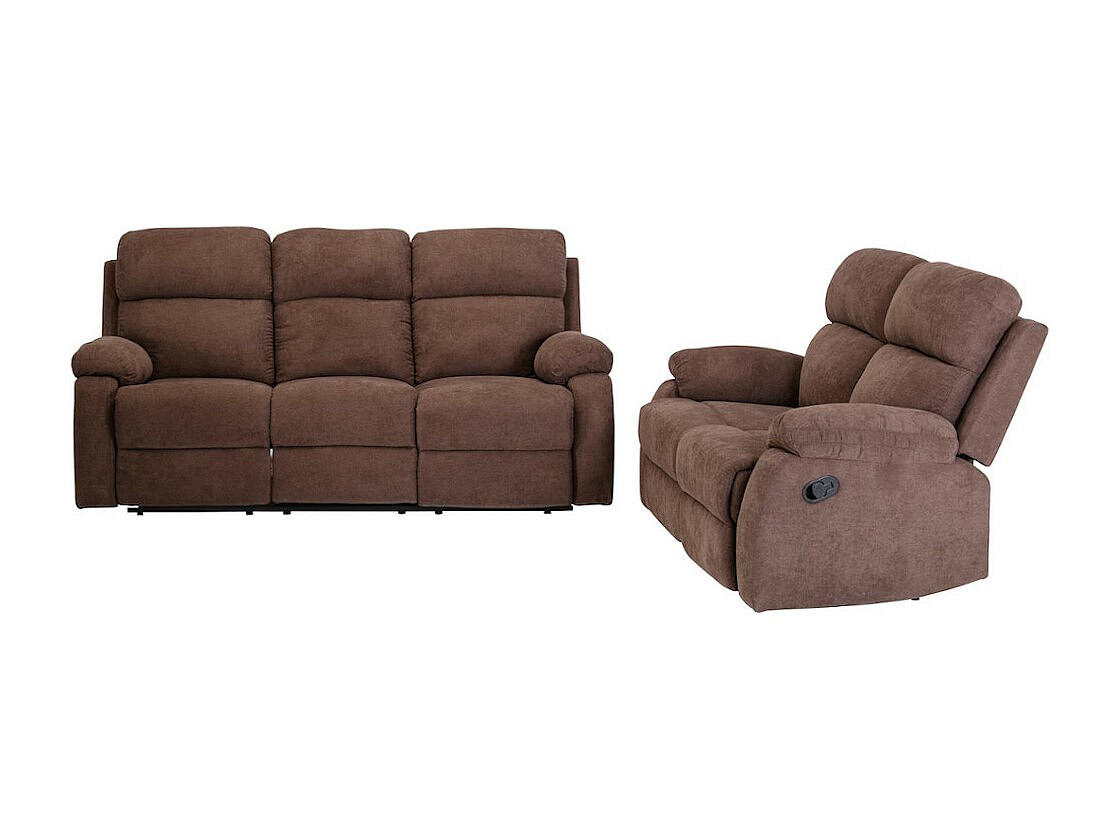 COUCHGARNITUR - 5 Personen - stoff - braun Tolzano - Braun, Textil/Metall (201/100/96cm) - Vente-Unique