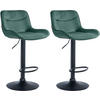 BARHOCKER 2er Set Samt grün - Schwarz/Grün, Textil/Metall (49/85/51cm) - CLP