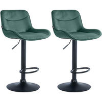 BARHOCKER 2er Set Samt grün - Schwarz/Grün, Textil/Metall (49/85/51cm) - CLP