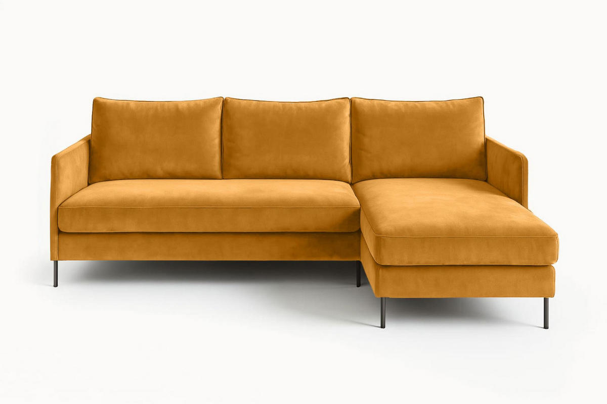 ECKSOFA Belis, Honig, Sofa mit Schlaffunktion - Honig, Holzwerkstoff/Textil (216/155cm) - Bettso