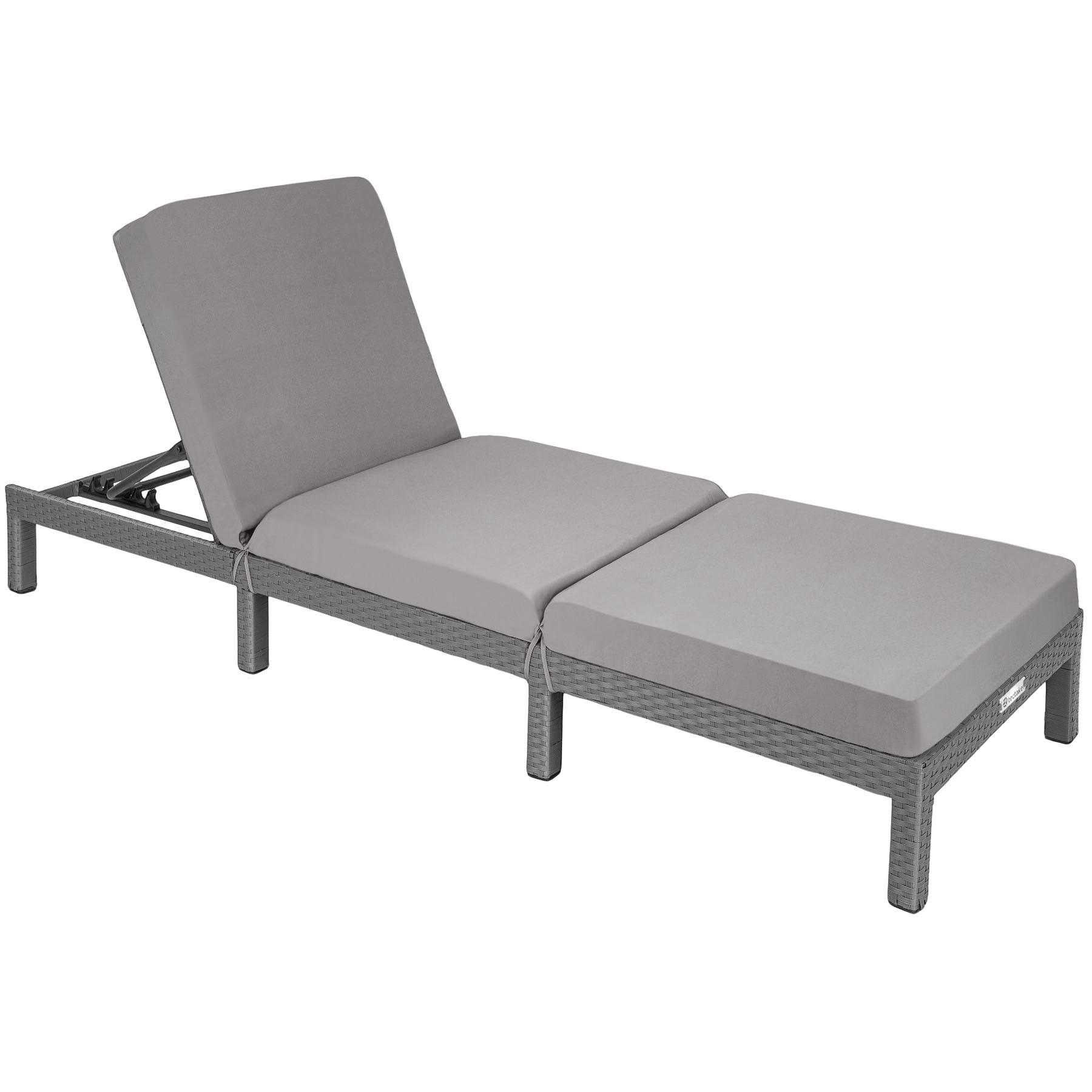 RATTAN-SONNENLIEGE Sofia,196 x 66 x 27 cm,grau - Grau, Kunststoff (66/27/196cm) - tectake
