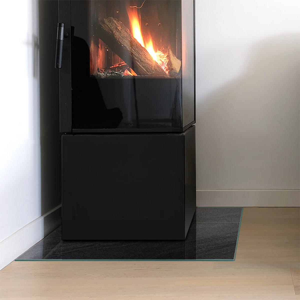 GLASPLATTE für Kamin 50 × 50 cm Schwarz - Schwarz, Glas (50/50/0.4cm) - ArtPrintCave