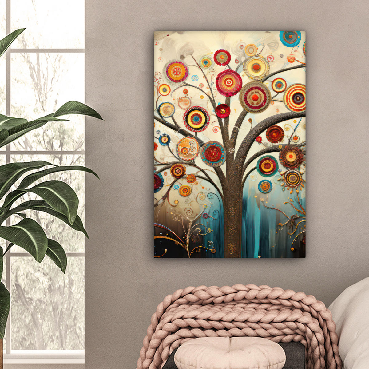 LEINWANDBILD Baum - Baum des Lebens - Farbe 60x90 cm - Braun, Textil (60/90cm) - MuchoWow