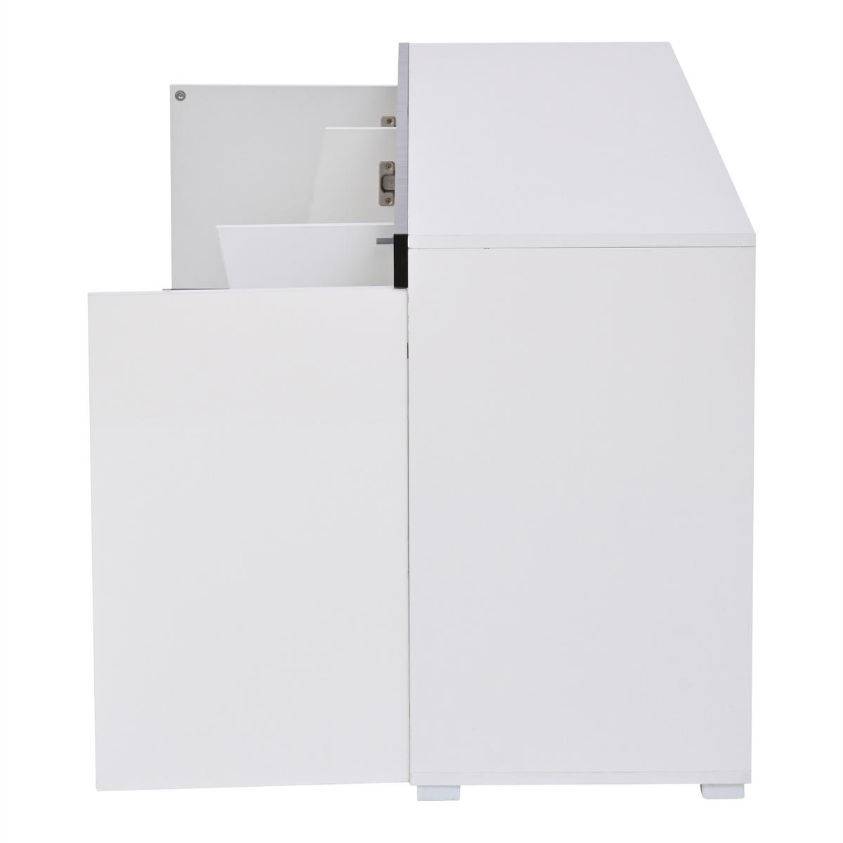 SIDEBOARD 3 Schränke 4 Türen LED Schwarz-Weiß 140x40x65cm - Weiß, Holzwerkstoff (40/65/140cm) - FLIEKS