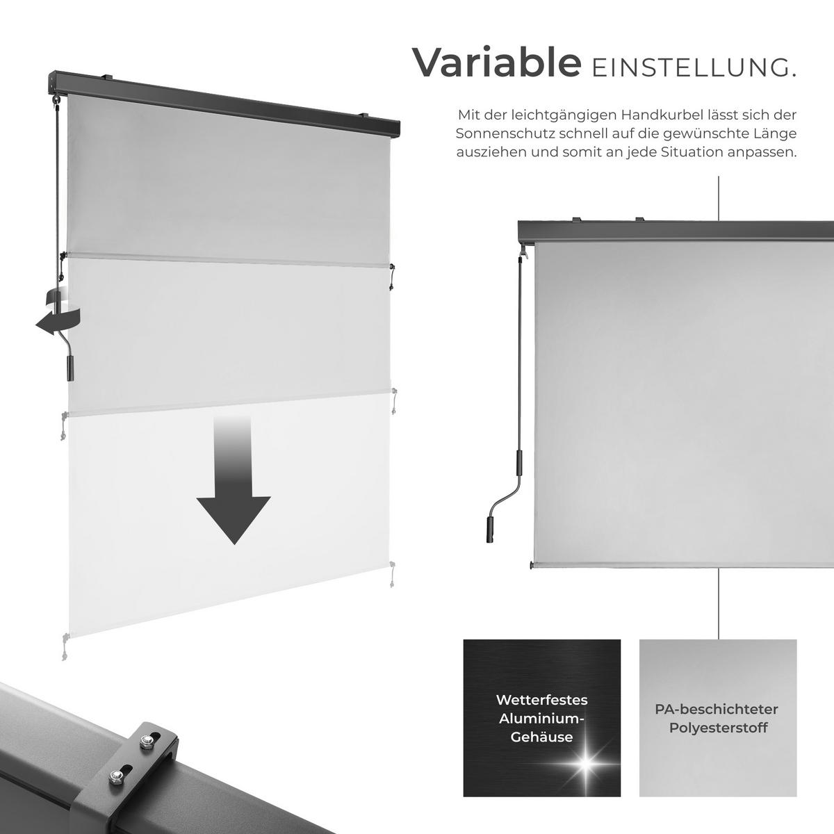 SENKRECHTMARKISE Eloise,inkl. Wandhaltern,hellgrau - Hellgrau, Kunststoff (140/250cm) - tectake
