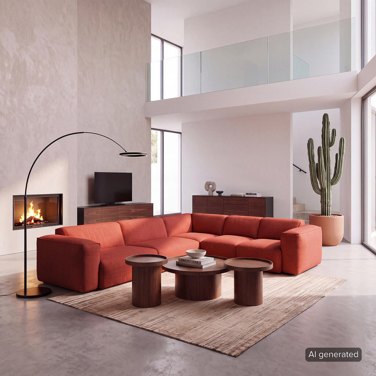 ECKSOFA mit Rundecke - Rot/Schwarz, Kunststoff/Textil (325/260cm) - home24