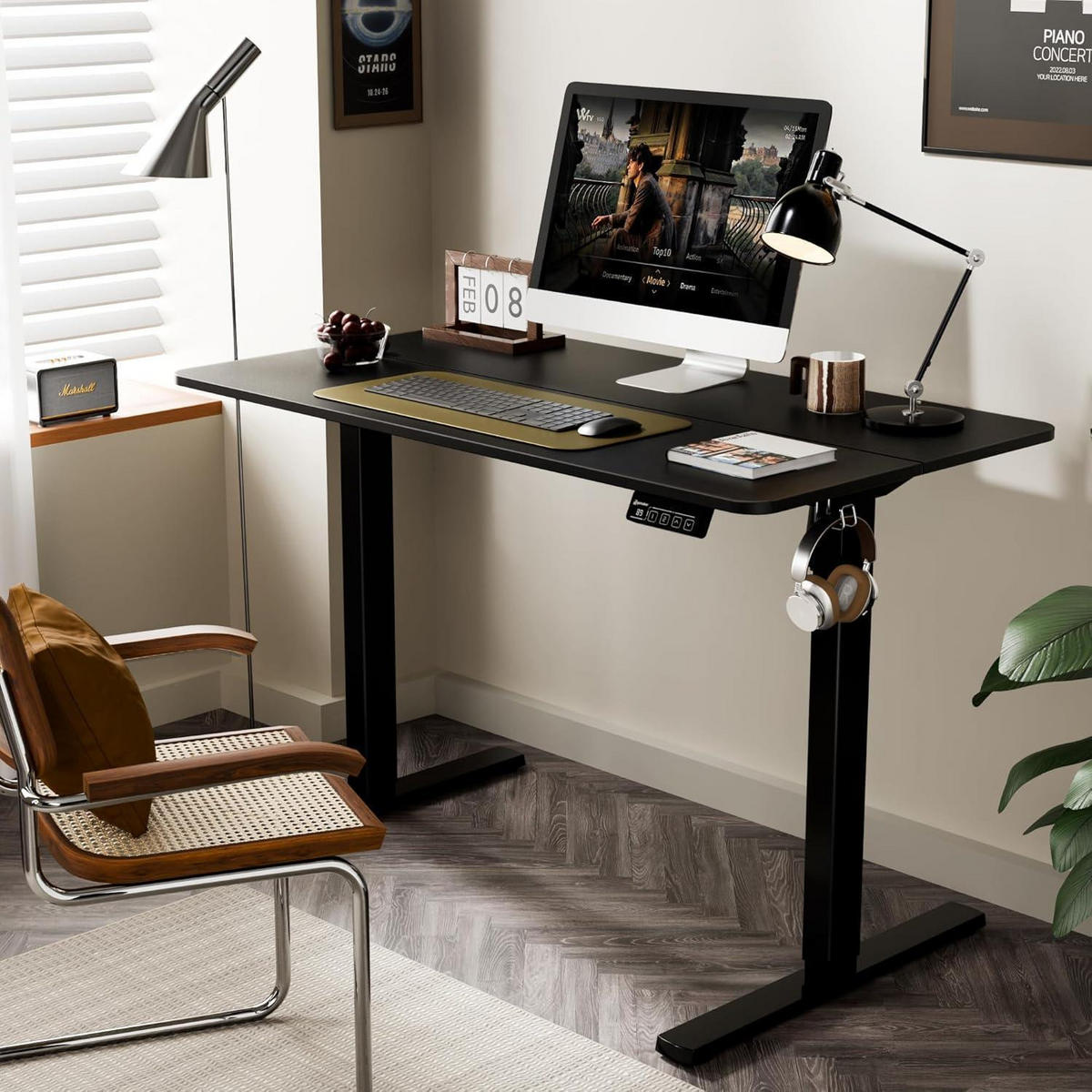 SCHREIBTISCH elektrisch höhenverstellbar 110 x 60 cm Schwarz - Schwarz, Metall (110/60/122cm)