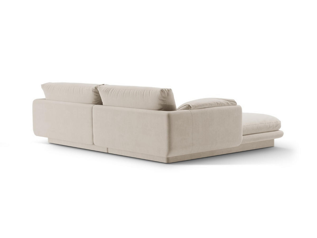 ECKSOFA rechts Torino aus Samt ecru 3 Sitzplätze - Ecru, Textil (170/220cm) - Micadoni