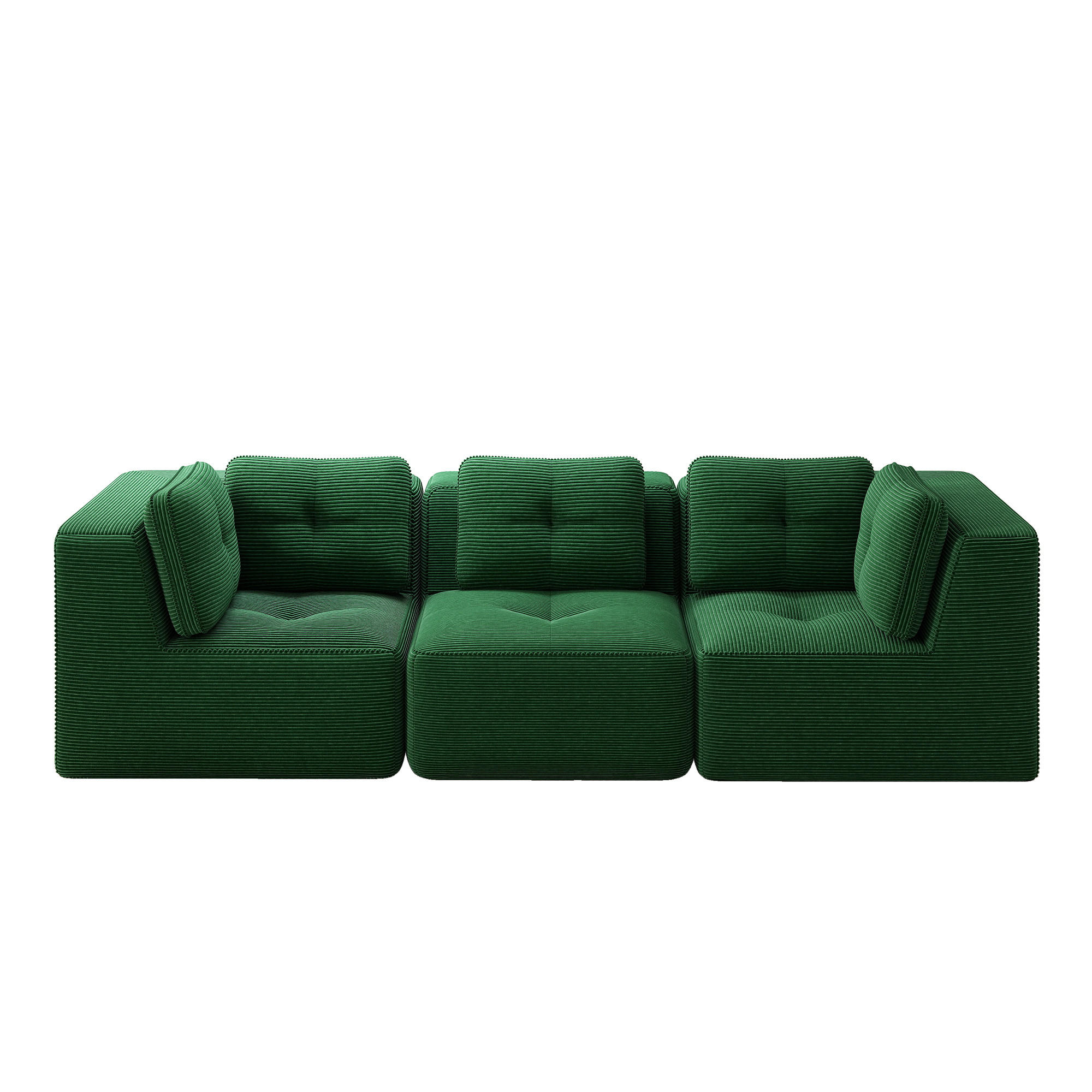 3-SITZER SOFA Cord Grün - Grün, Textil (297/69/104cm) - WISHDOR