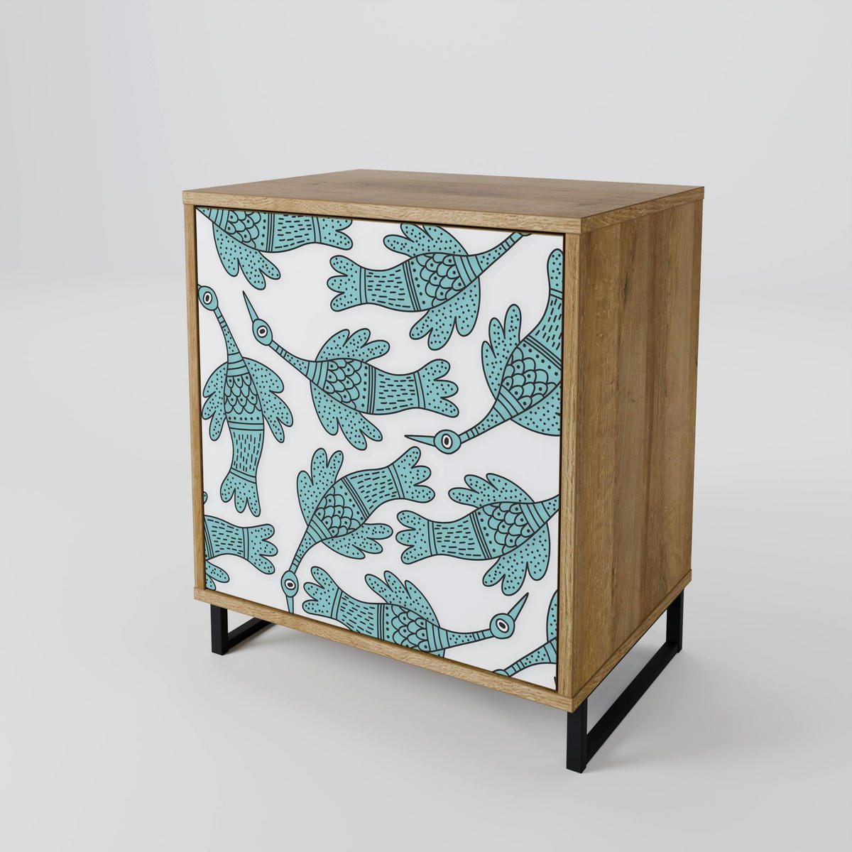 SIDEBOARD WATERSPOUT SONGIBIRD, Eichefarben, 57,5x42x77,5 cm, Schräge Buchenholzfüße - Eichefarben/Buchefarben, Holzwerkstoff/Buchenholz (57.5/77.5/42cm) - SpaceRebels
