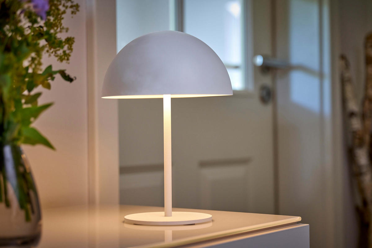 LED-TISCHLAMPE Pilzform dimmbar Metall Ø18x28xcm Weiß - Weiß, Metall (18/18/28cm) - Northpoint