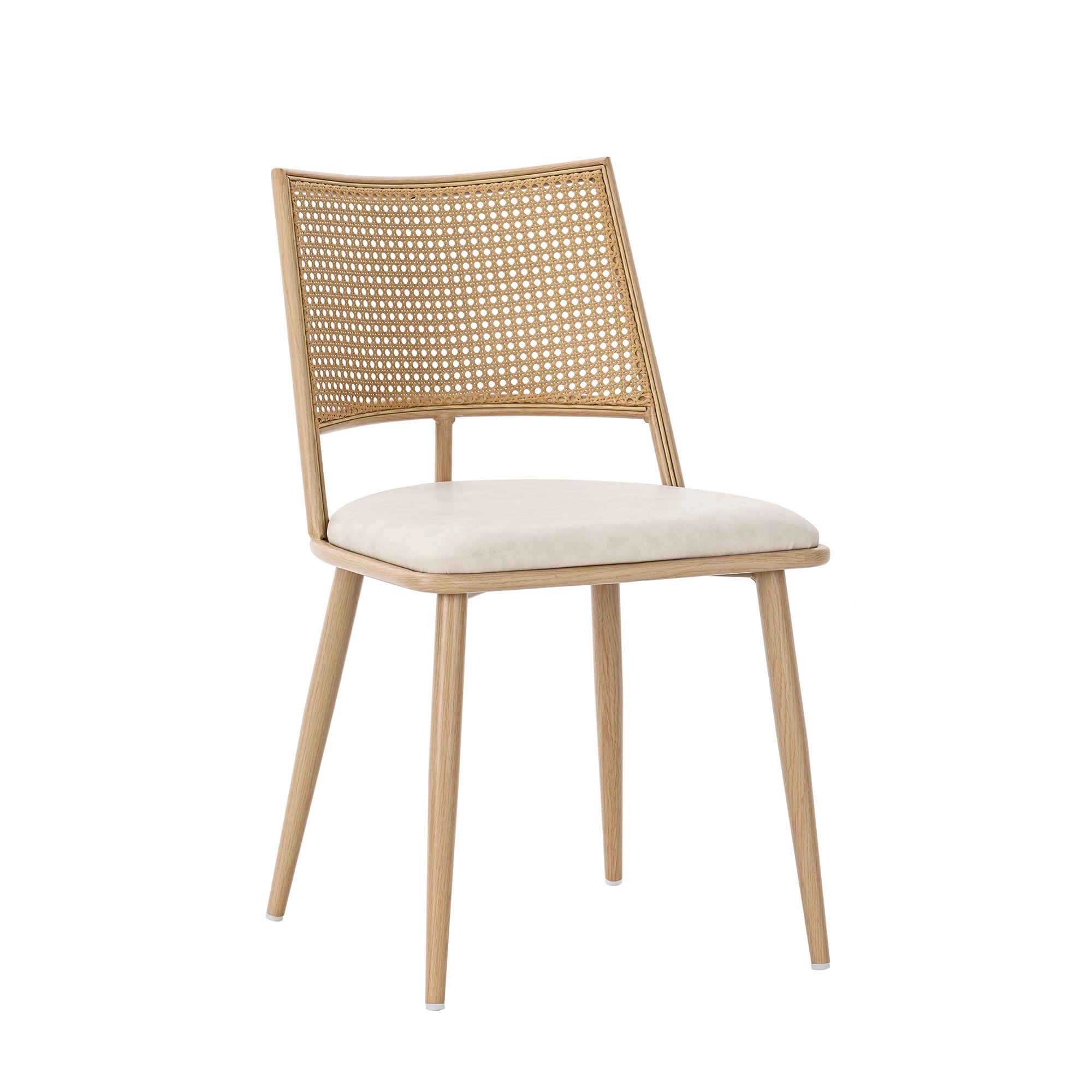 STUHL-SET DE-35950 2 Stück mit Rattan-Lehne und PU-Sitz Beige - Beige, Metall (48/80/46cm) - ComfortXL
