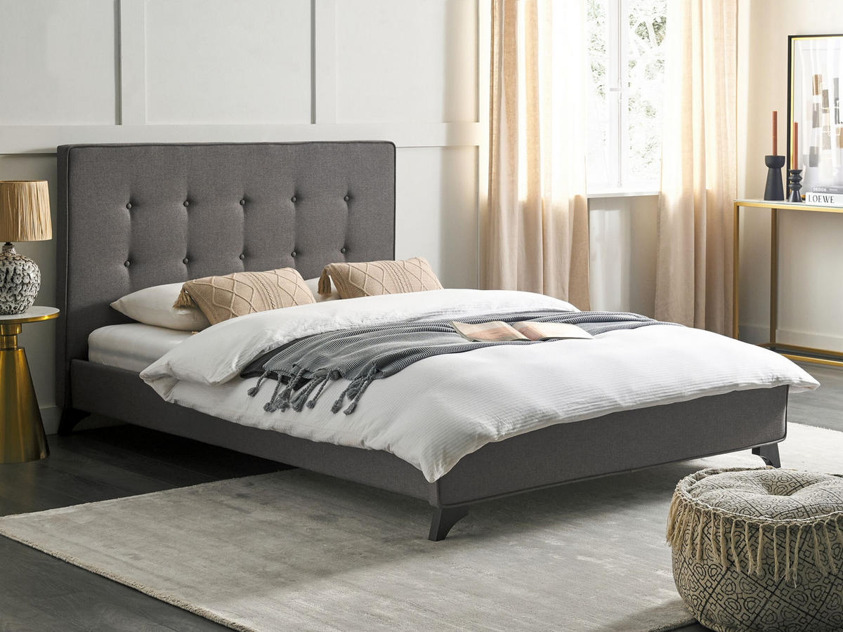 POLSTERBETT mit Lattenrost 140x200 cm Grau Ambassador - Grau, Textil (140/200cm) - Beliani
